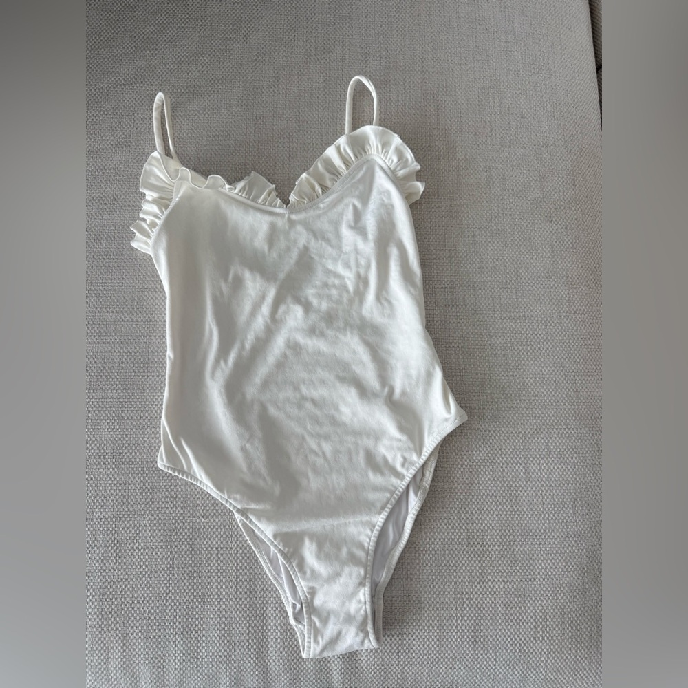 Chanel Ruffled White One-Piece Swimsuit Never Warn